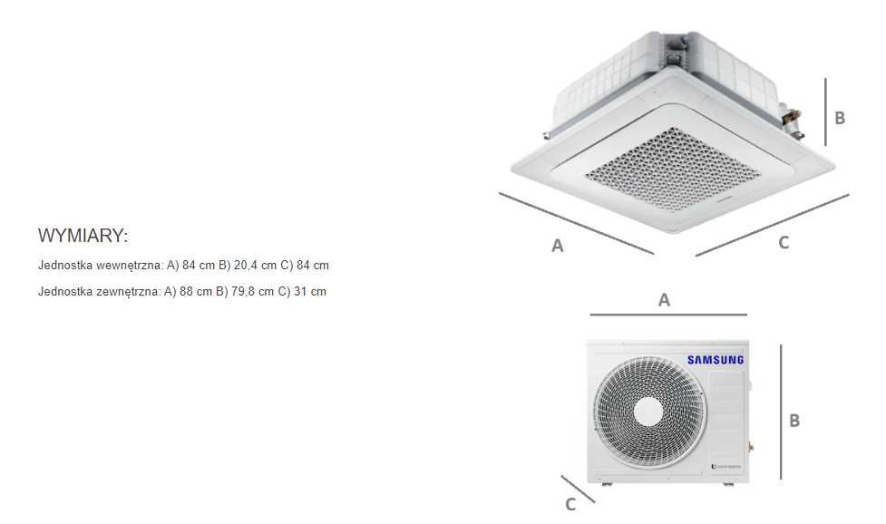 Klimatyzator kasetonowy Samsung Wind Free 7,0 biuro firma magazyn