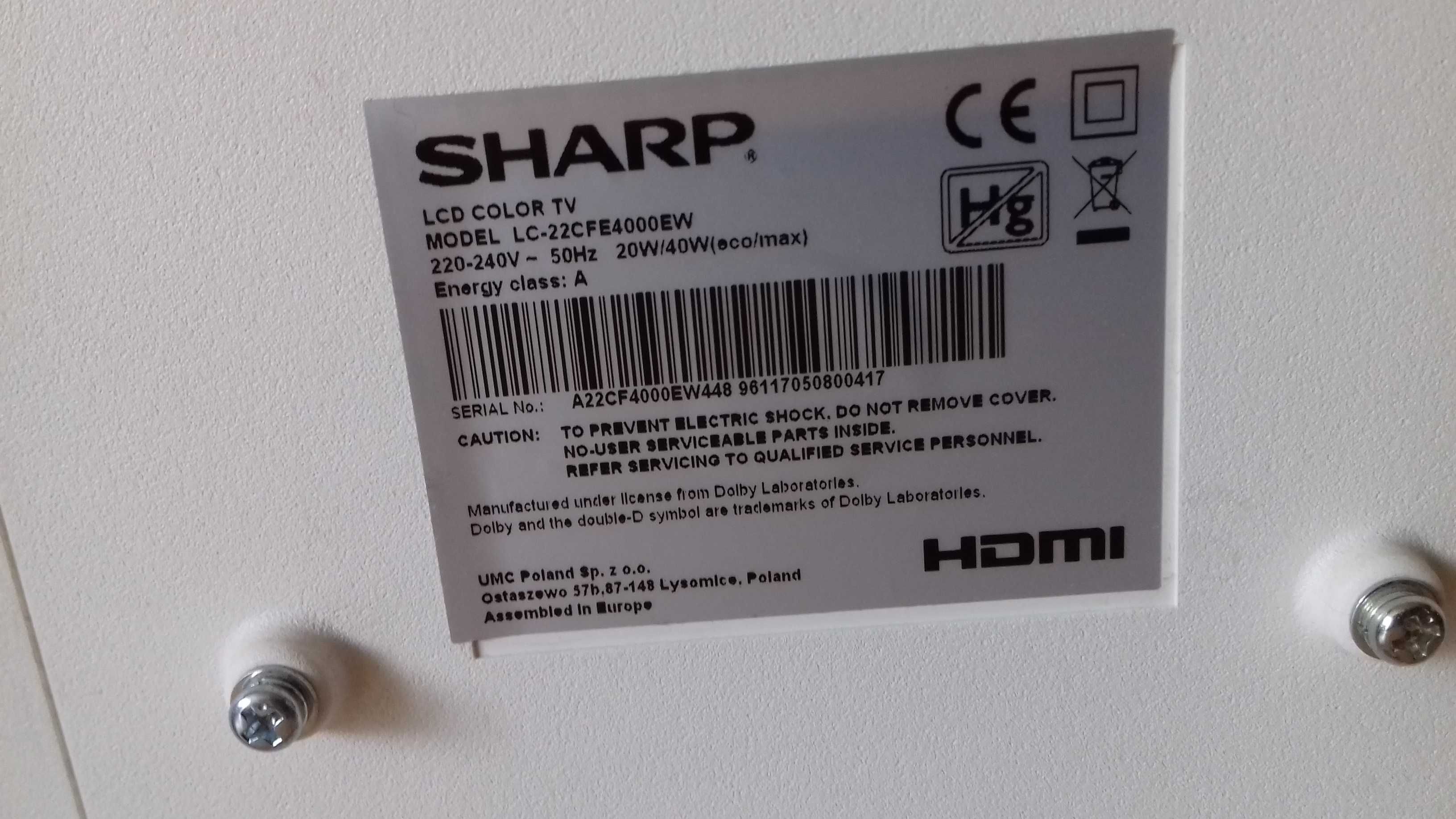 Telewizor biały 24cale LCD Sharp LC-24LE 250V-WH
