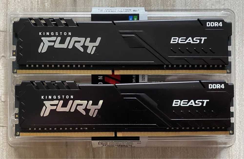 Оперативна пам'ять Kingston Fury Beast DDR4 3200 2*8=16gb