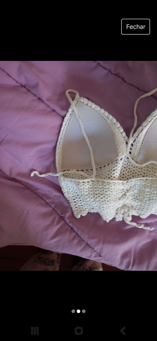 Top em crochet branco