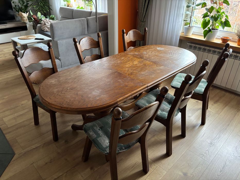 Stół i 6 krzeseł drewnianych styl holenderski
