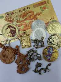 Дракон кулон брелок монета банкноты бронза