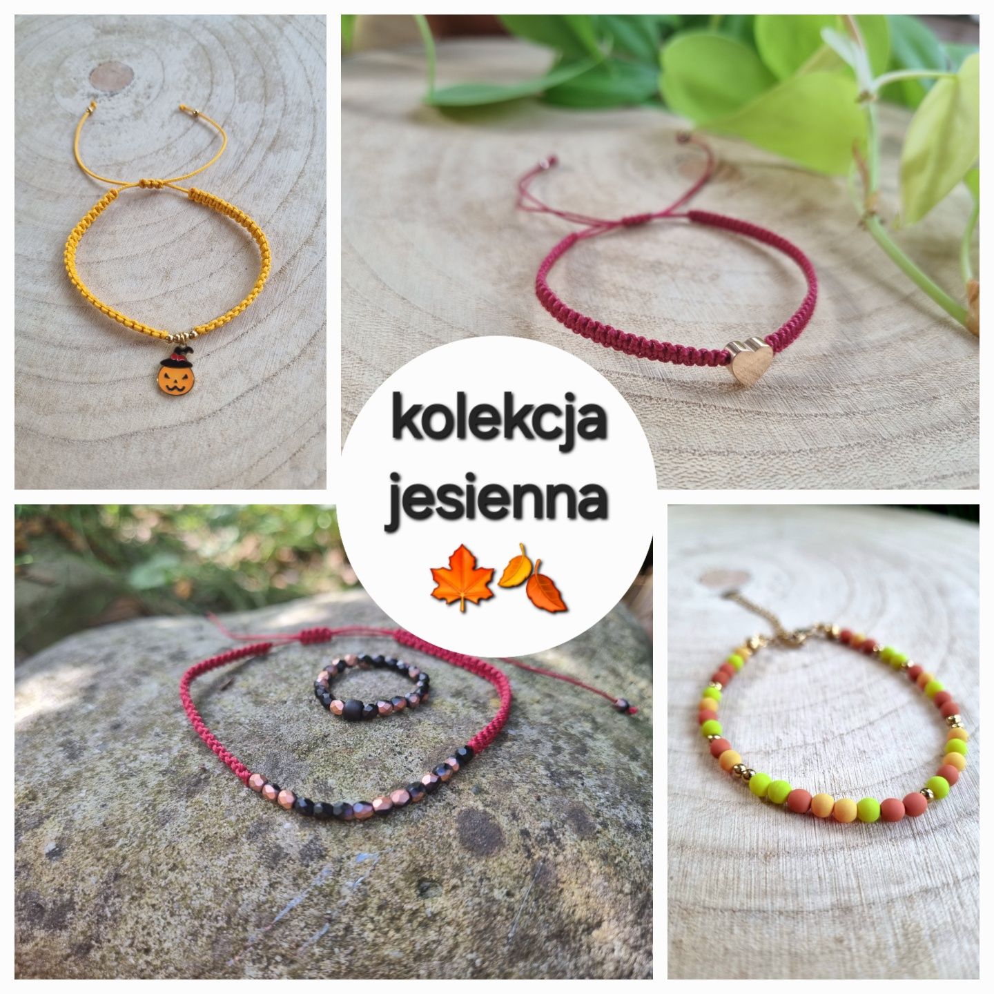 Żółta bransoletka dynia makrama handmade rękodzieło