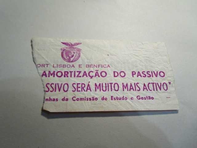 bilhetes benfica competições europeais anos 60 -70