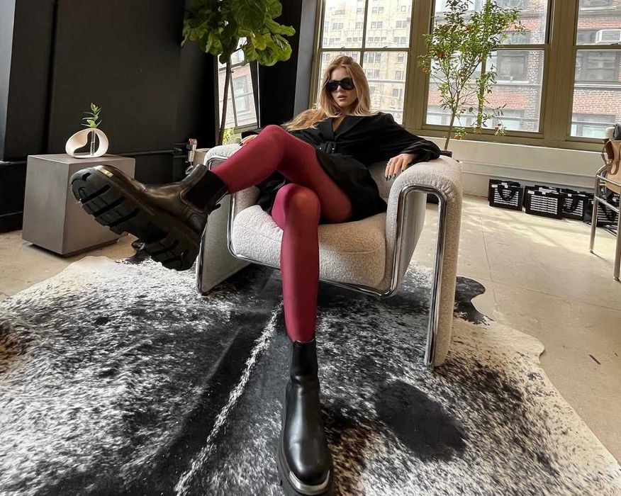 Колготки глянцеві з блиском бордового кольору нові