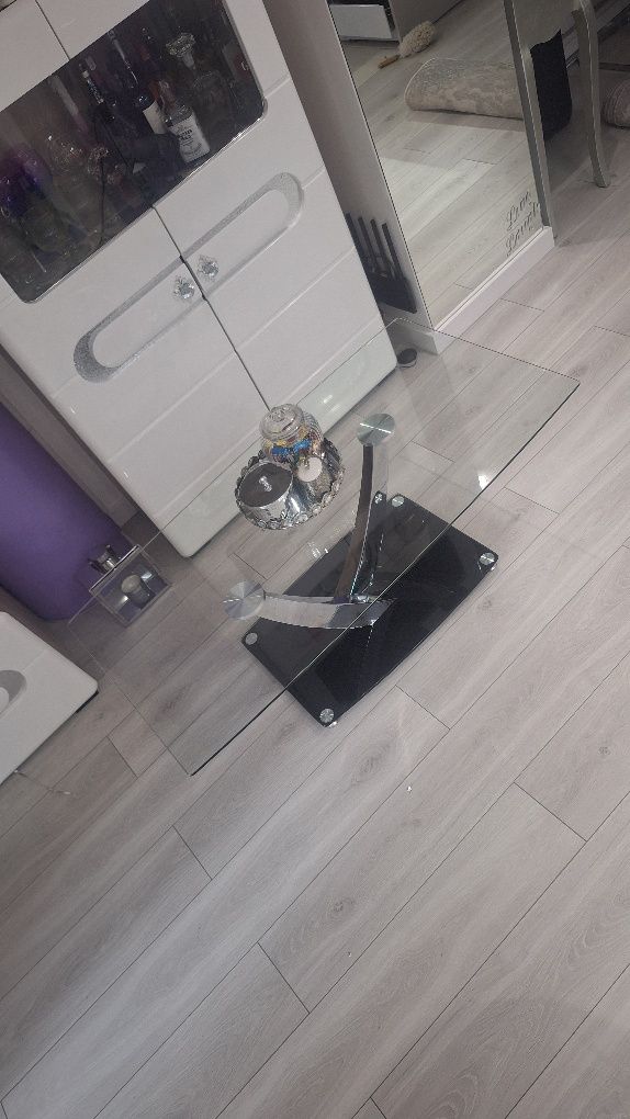 Stolik kawowy szklany ława pokojowa do salonu 120x65 glamour