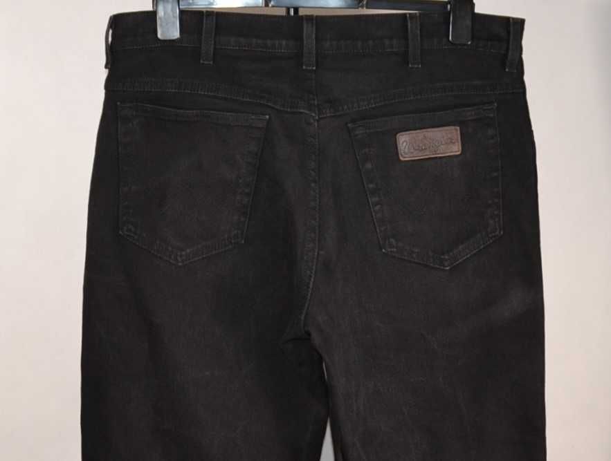 WRANGLER Texas Stretch Black Spodnie Męskie Jeans W38 L36 Bawełna