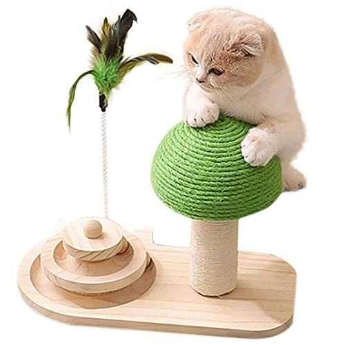 Auijuzll grzybkowa zabawka dla kota, drewniany drapak