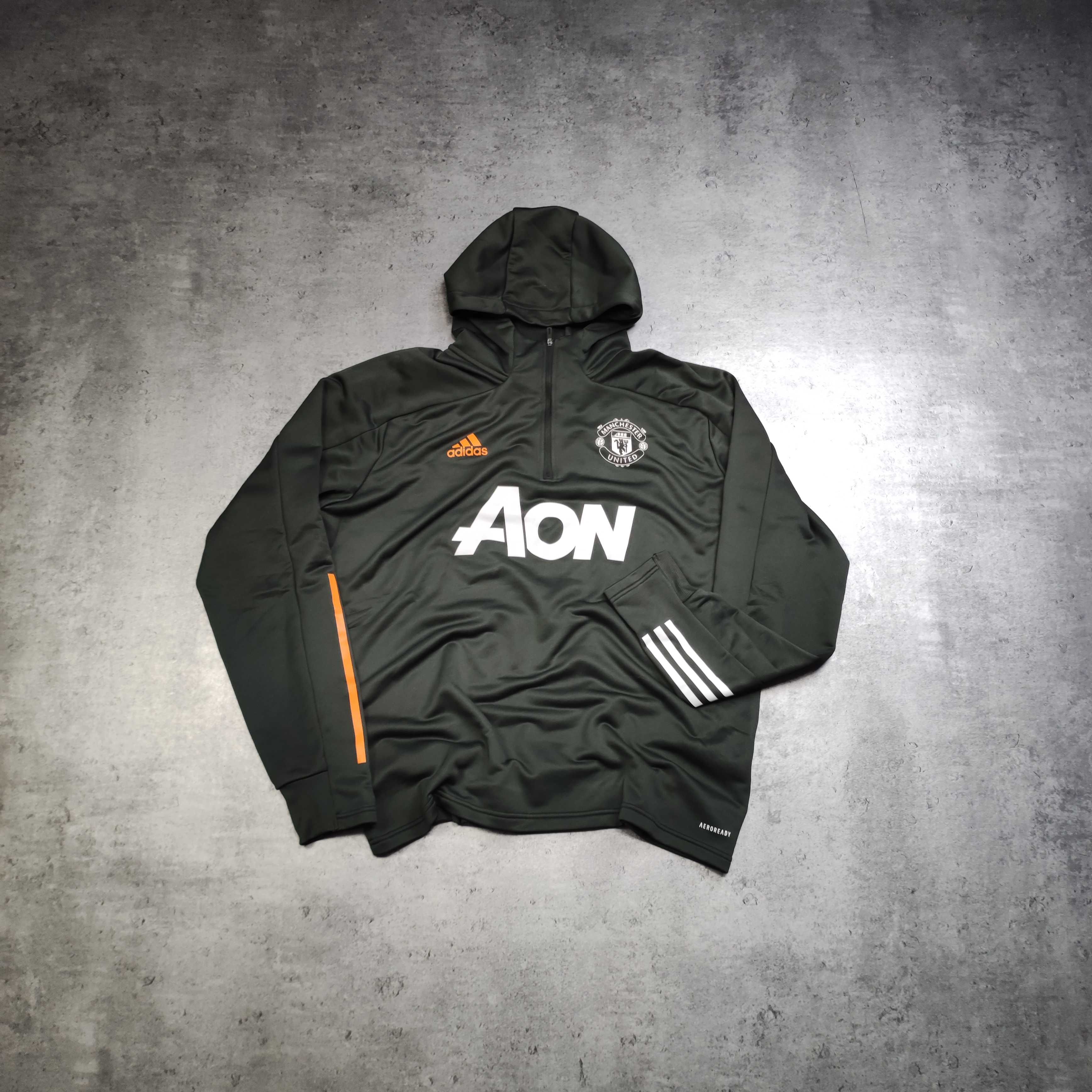 MĘSKA Bluza z Kapturem Hoodie Trening Adidas Manchester United Clima