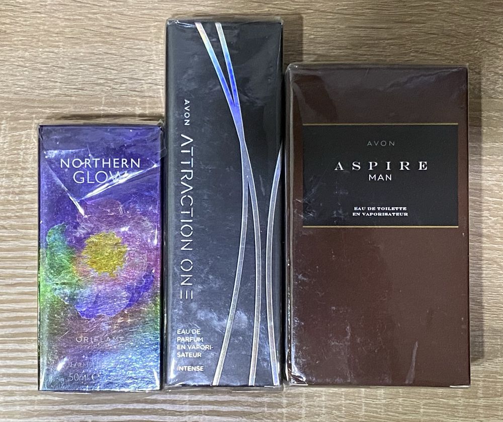 Oriflame Nothern Glow, Avon Attraction One Intense, Avon Aspire Man