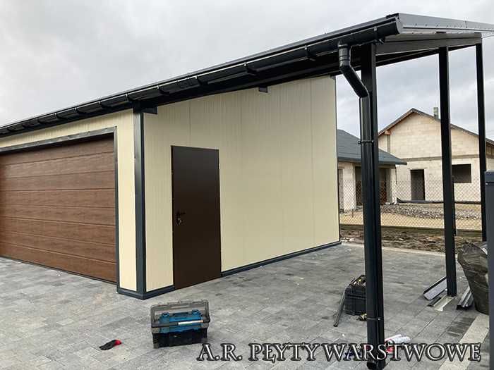 Garaż z płyty warstwowej, garaż ocieplany, garaż przemysłowy płyta EPS