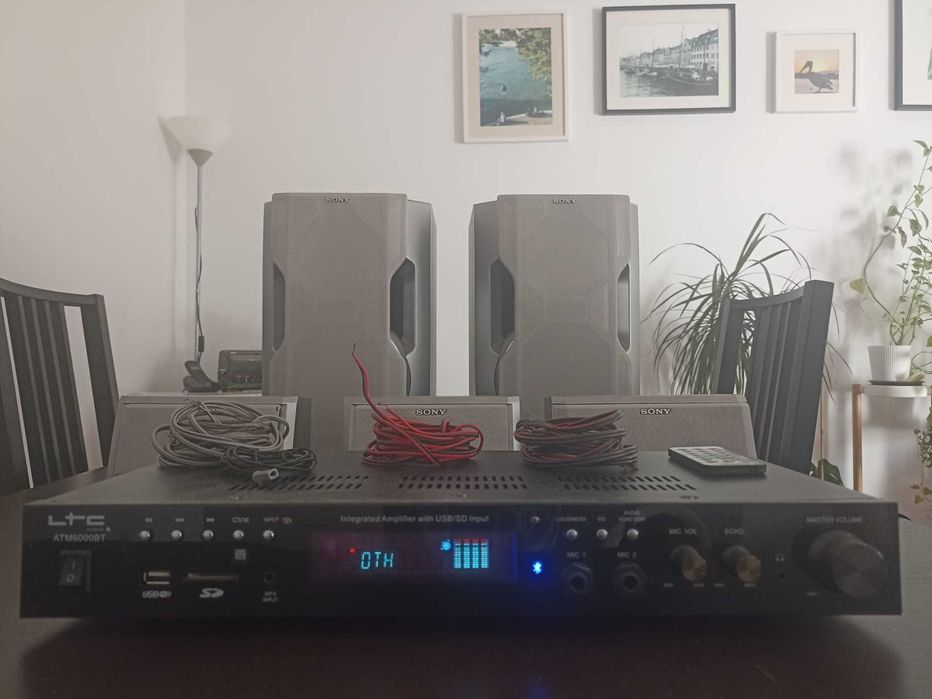 Aparelhagem com sistema de som 5.1 (amplificador LTC + colunas Sony)