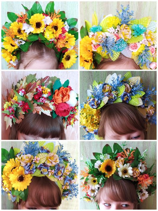 Бантики в школу резинки заколки, український осінній віночок, обруч