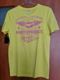Bonprix żółta koszulka, t-shirt z nadrukiem roz S,164/170