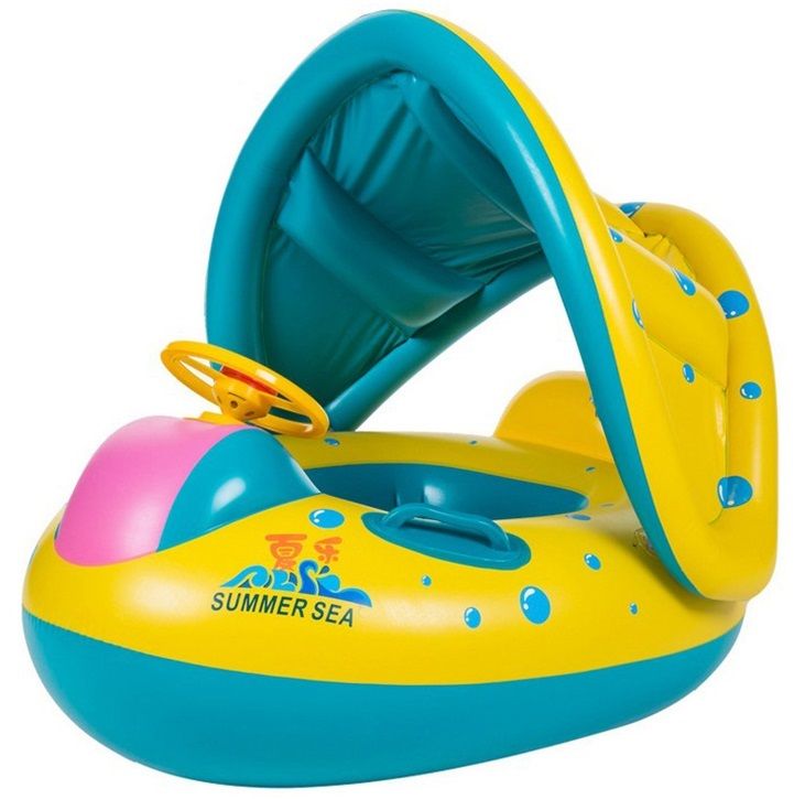 Kółko do pływania dla niemowląt ponton z siedziskiem z daszkiem
