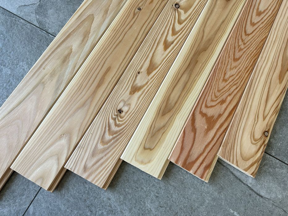 Boazeria podbitka modrzew, deska elewacyjna pióro wpust 15x100