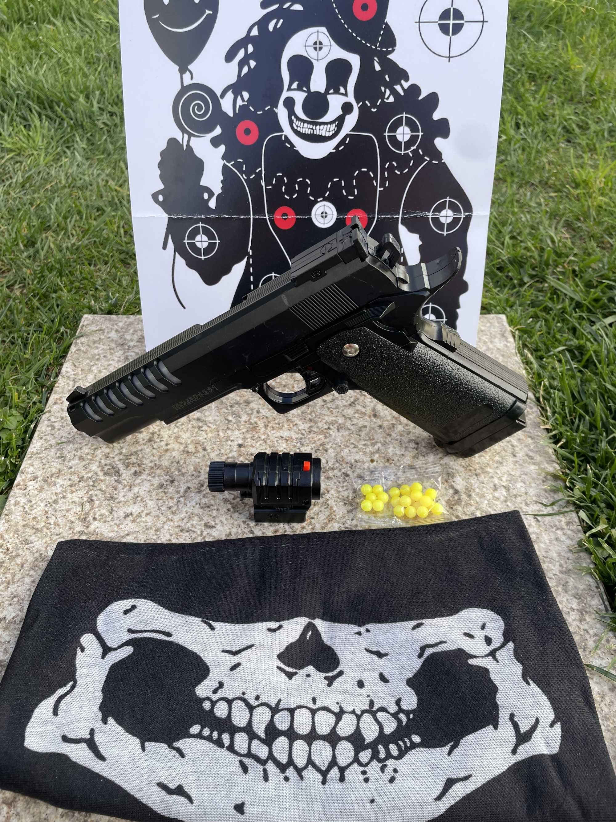 Pack Pistola Airsoft + Laser + Bbs + Alvo e lenço protetor