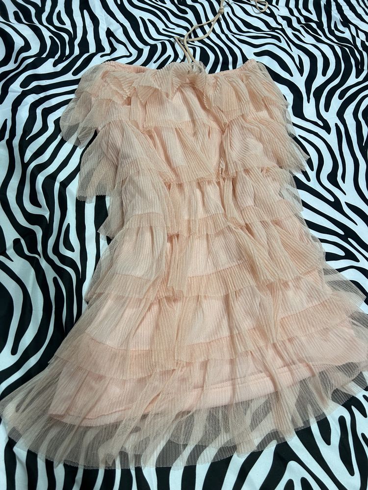 Mini vestido de tule rosa velho