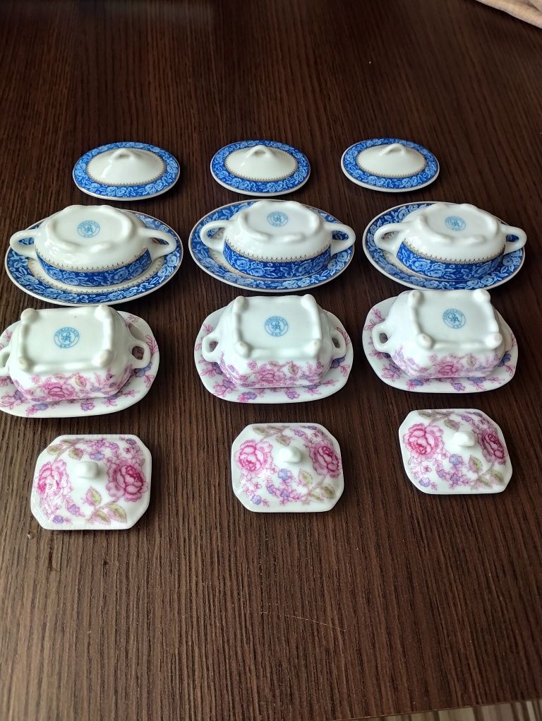 Piękny zestaw porcelany! 6 sztuk mini waz do zupy!