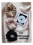 Jedwab naturalny 3 gumki do włosów handmade