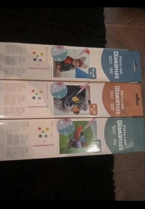 3 quadros pinta com diamantes