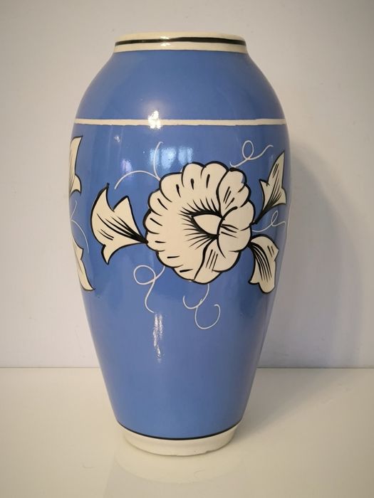 Duży wazon Chodzież PRL niebieski