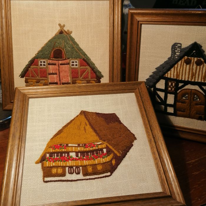 Stary ręcznie robiony obraz gobeliny