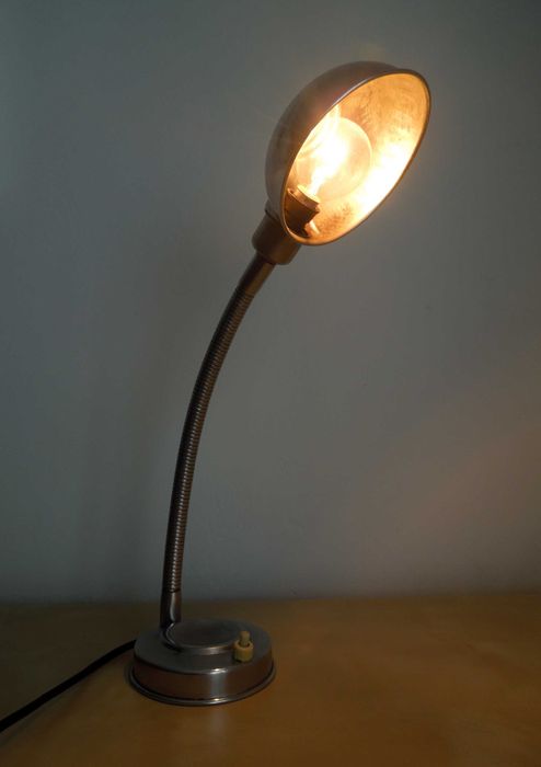 Mid century - Candeeiro industrial em metal/ Metal Gooseneck Desk Lamp