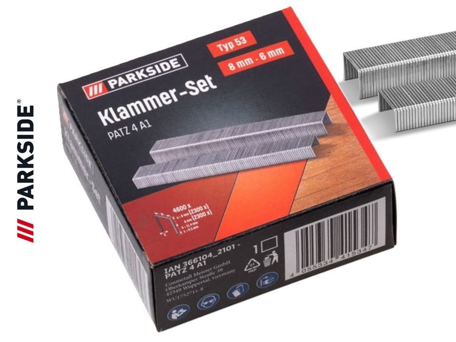 Zszywki Parkside, 2 x 4600 sztuk, 8 i 6 mm, Typ 53 Pat 4