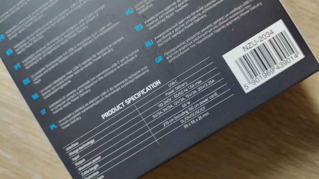 Zasilacz laptopów NATEC GRAYLING USB-C 65W ładowarka notepadów Lenovo