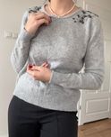 Sweterek jasnoszary z angory mieciutki