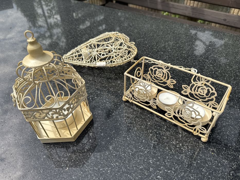Swiecznik lampion metaloplastyka komplet 3 sztuki