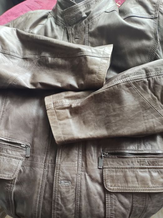 Trapper parka męska ze skóry naturalnej kurtka skórzana z dopinką