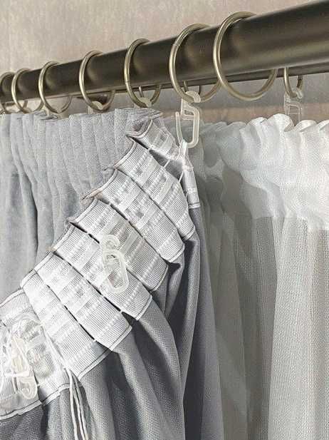 штори мікровелюр пара штор світло сірі