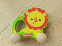 Drewniany lew na kółkach Fisher Price