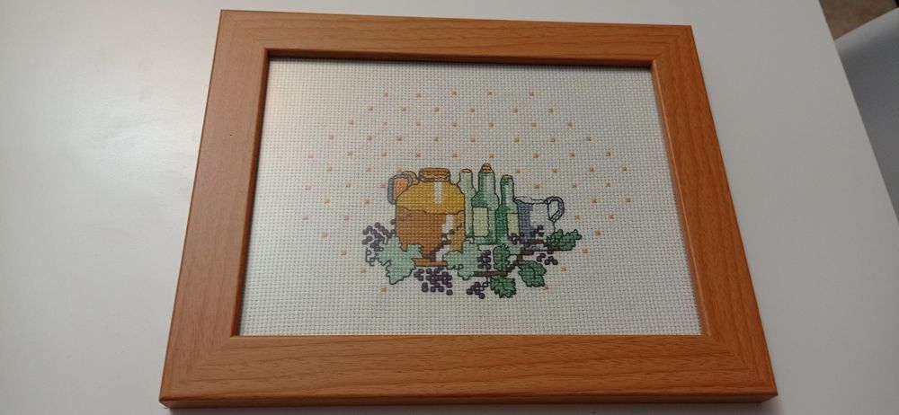 Quadro ponto cruz vidro e moldura novo