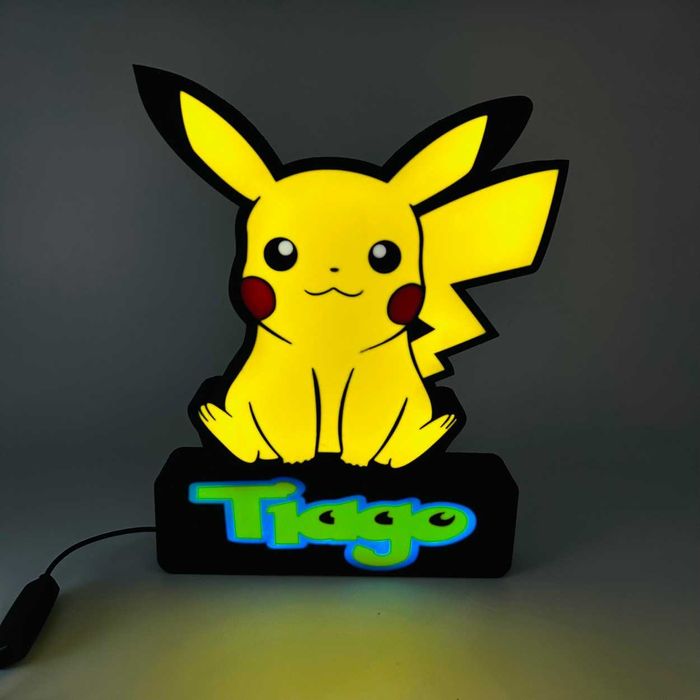 Candeeiro da Pikachu com Nome Personalizado