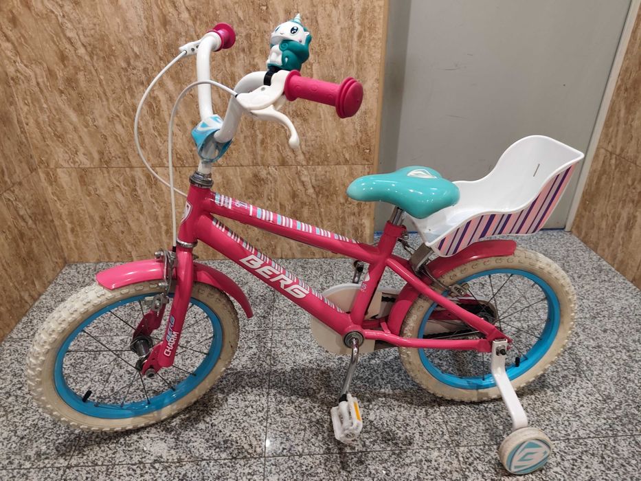 Bicicleta de menina roda 16 com rodinhas e cesto