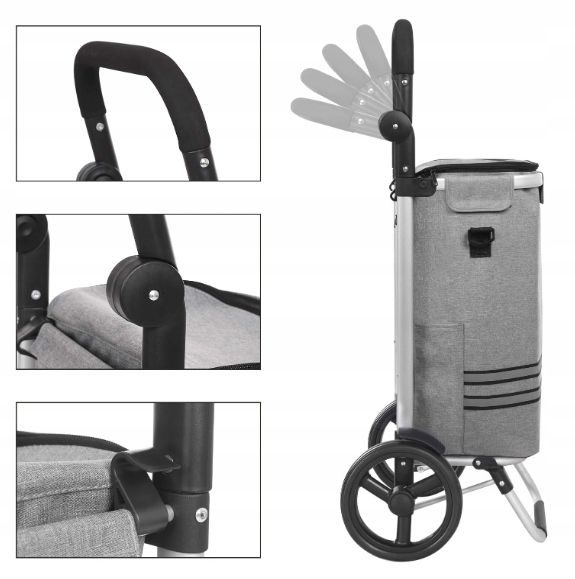 Składany Wózek Na Zakupy z Kieszenią Chłodzącą 35l 25kg