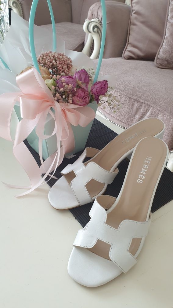 HERMES брендовые кожаные босоножки