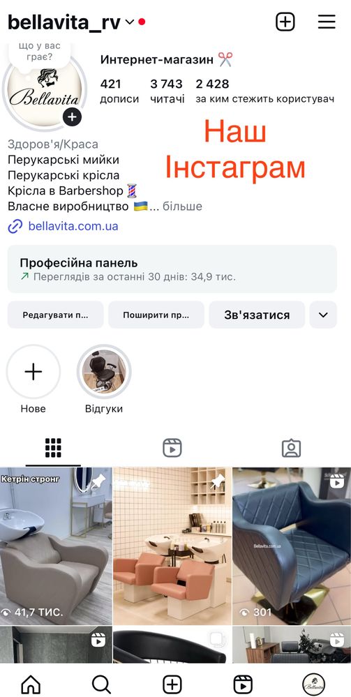 Перукарська мийка Крістіна