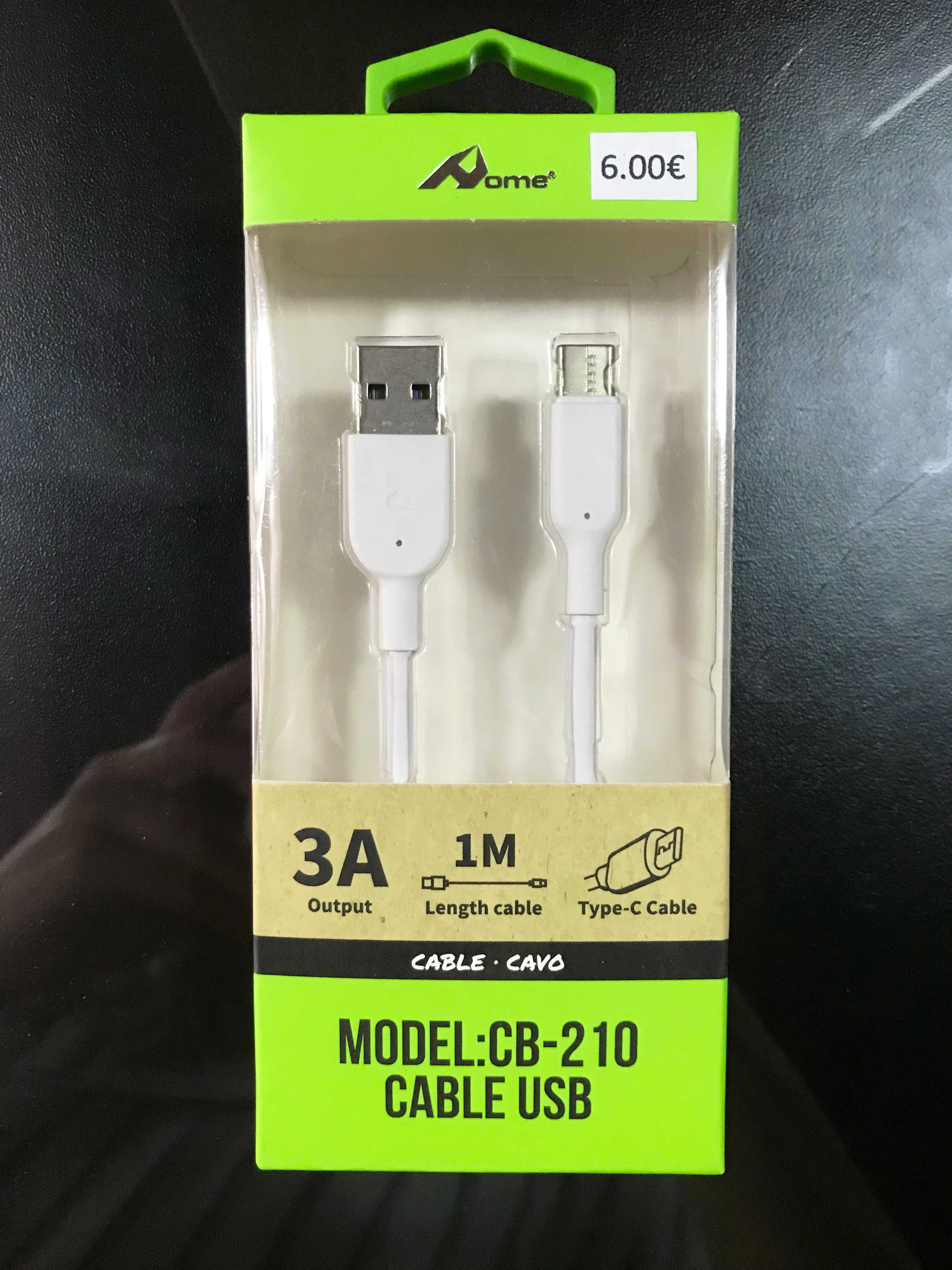 Cabo carregador USB Type-C / USB-C (3 Amp) - Fast Charging