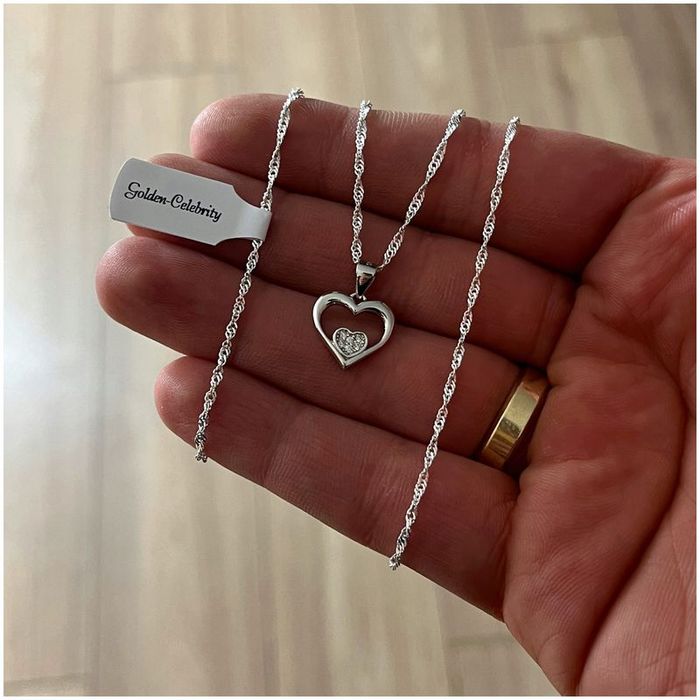 Srebrny Łańcuszek Serce Srebro 925+róża Wieczna Led Na Urodziny Dla Ko