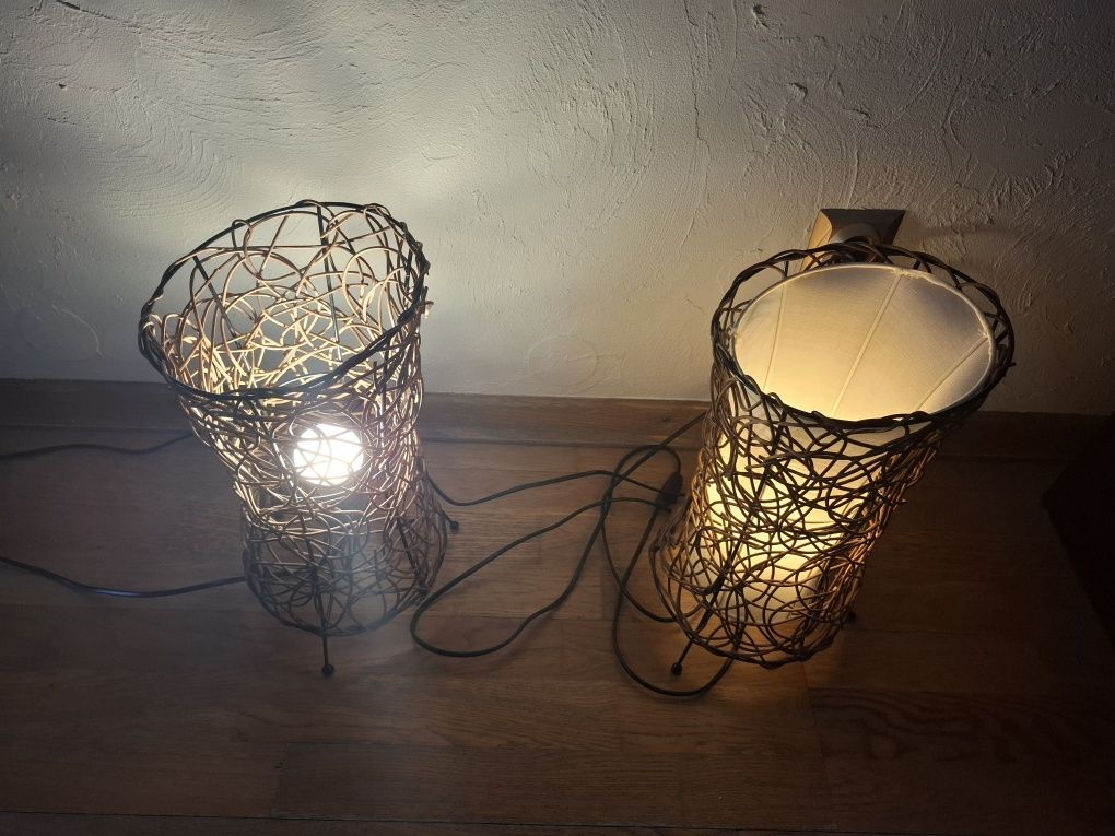 Lampki nocne stojące wiklinowe
