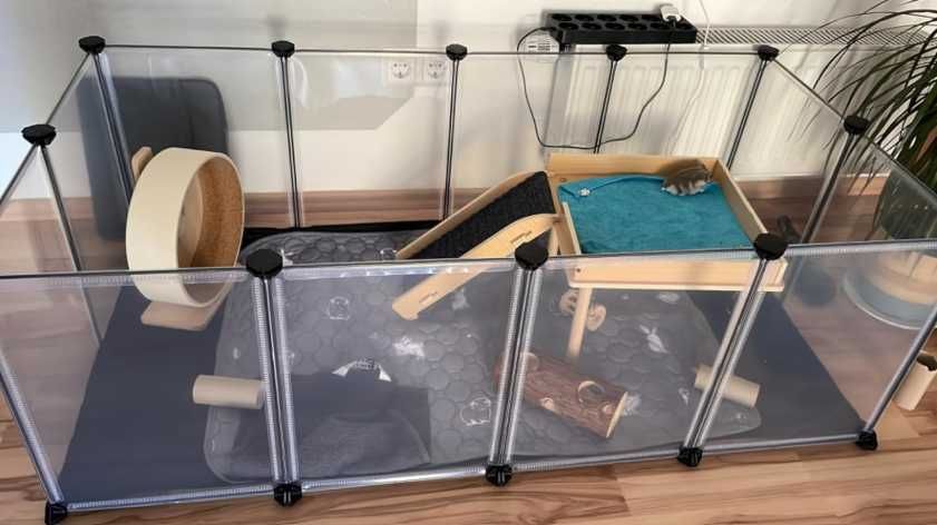 Klatka z podłogą dla królika chomika świnki gryzoni kojec zagroda+mata