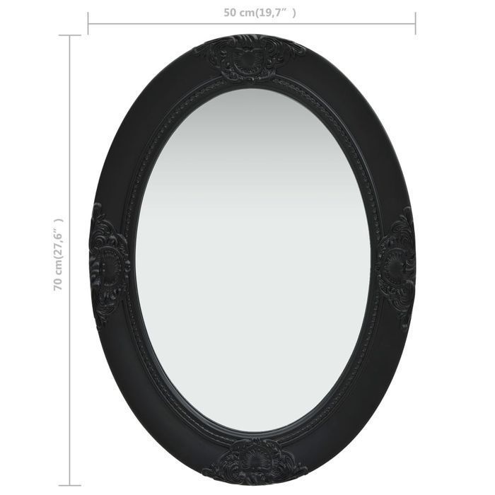 vidaXL Lustro ścienne w stylu barokowym, 50x70 cm, czarne