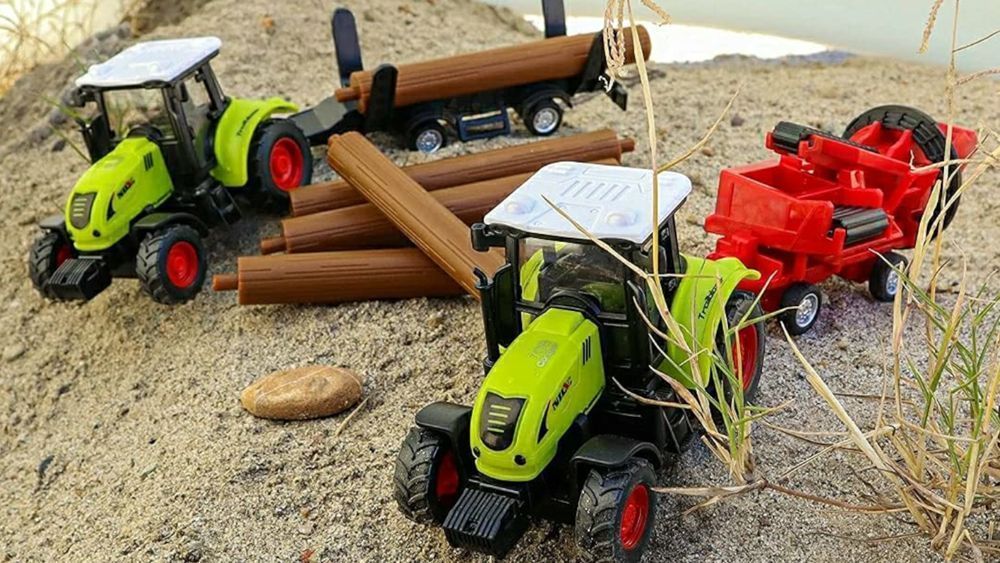 Zestaw Farmerski 2 Duże Traktory + 3 Maszyny Rolnicze Kombajn