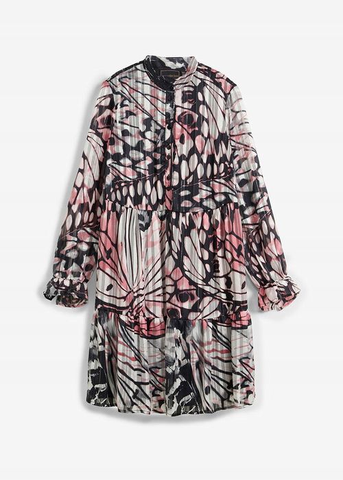 B.P.C sukienka plisowana szyfonowa motyl ze srebrną nitką r.46