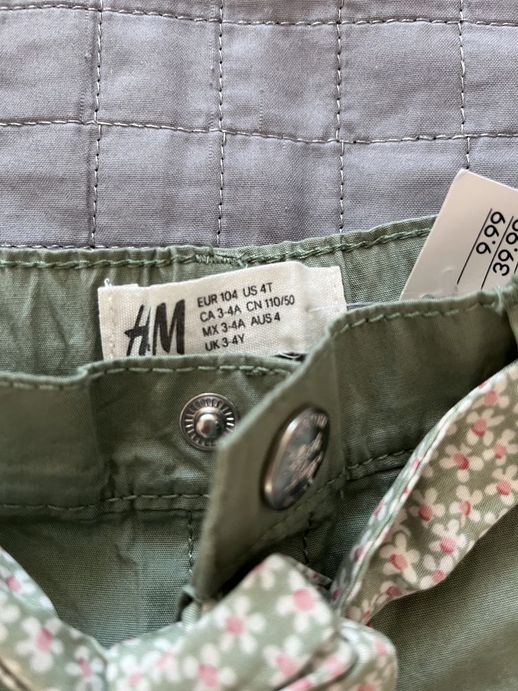 Krótkie spodenki spodnie szorty dla dziewczynki nowe H&M 104