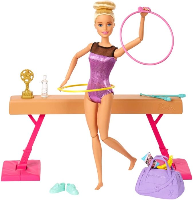 Шарнирная кукла Барби гимнастка на бревне Barbie Gymnastics.